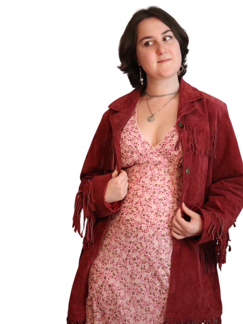 Red fringed leather jacket